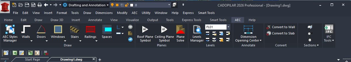 AEC Objects - walls, doors, windows in CAD